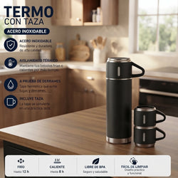 Set de Termo Antiderrames con Tazas